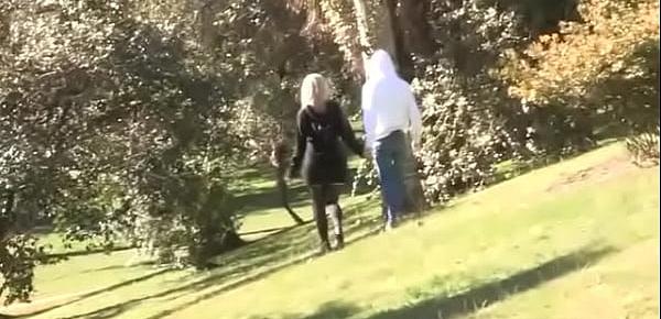  "Hey, wanna fuck me" Blonde teen gives her pussy away at the park